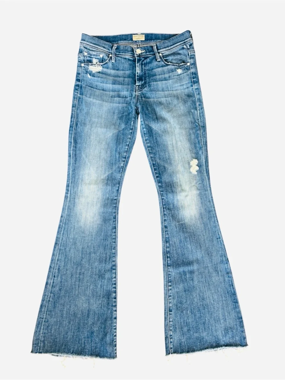 Mother The Weekender Fray Graffiti Girl Mid Rise Flare Jeans 28 Cowgirl Western